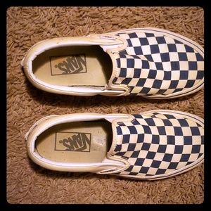Boys Size 4.5 Checkered Slip on Vans